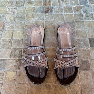 Rhinestones black sandals / sparkly sandals